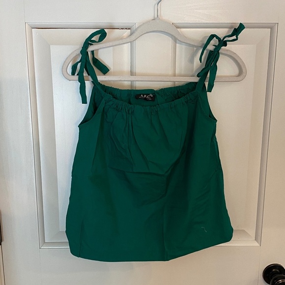 A.P.C. Tie bow shoulder Tank Top Green 33425 - Picture 1 of 7